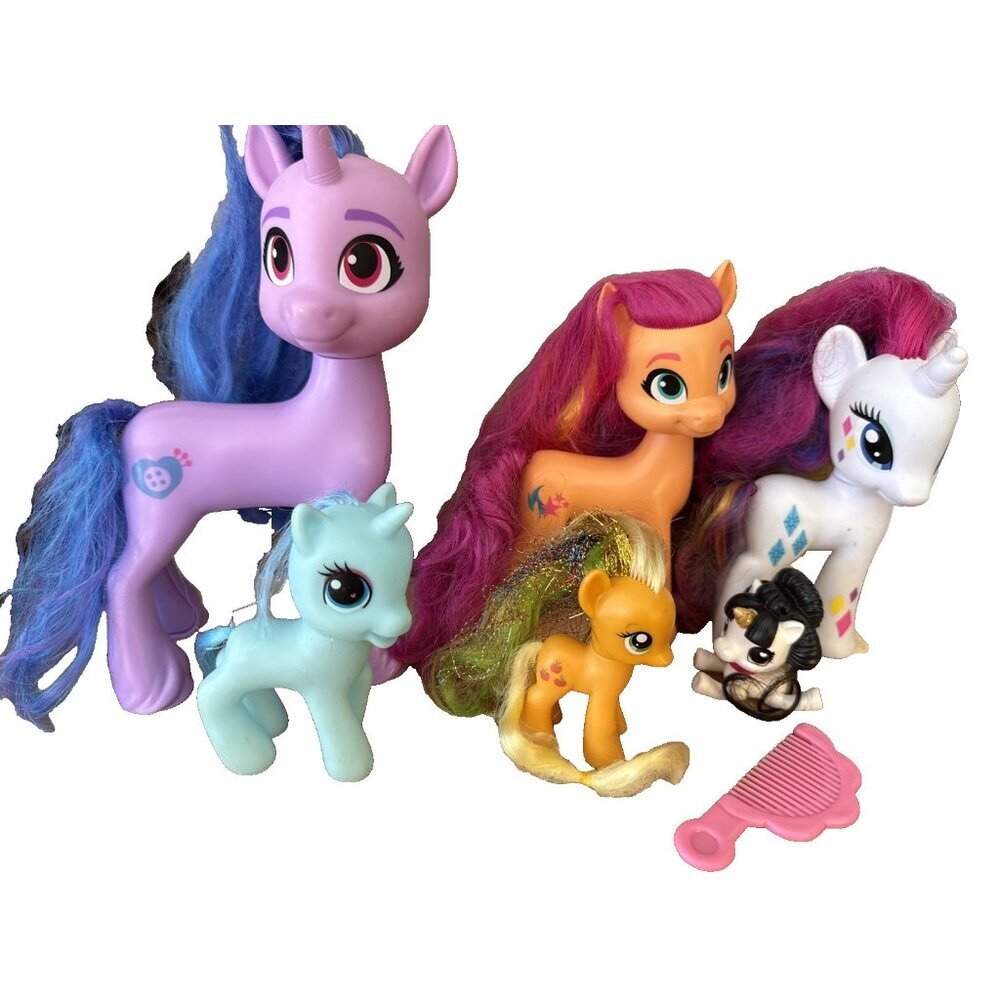6 Lot My Little Pony Hasbro & Similar Comb Horse Unicorn Hair Purple Pink Blue